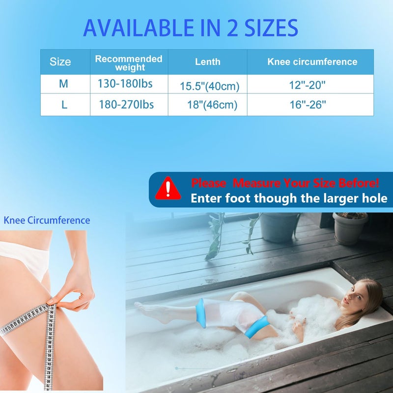 Divvsck Waterproof Knee Cast Cover for Shower, Watertight Cast Bag, Reusable, Shower Protector for Knee Replacement Surgery, Wound, Burns (L) - Image 5